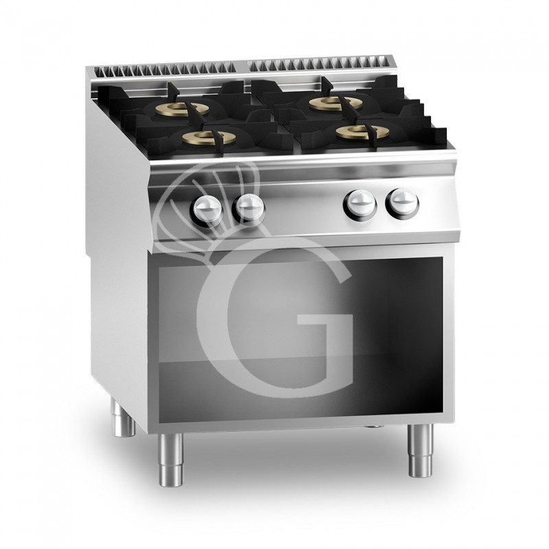 Cucina professionale a gas 4 fuochi armadio aperto profondità 900 mm Cucina professionale a gas 4 fuochi armadio aperto profondità 900 mm