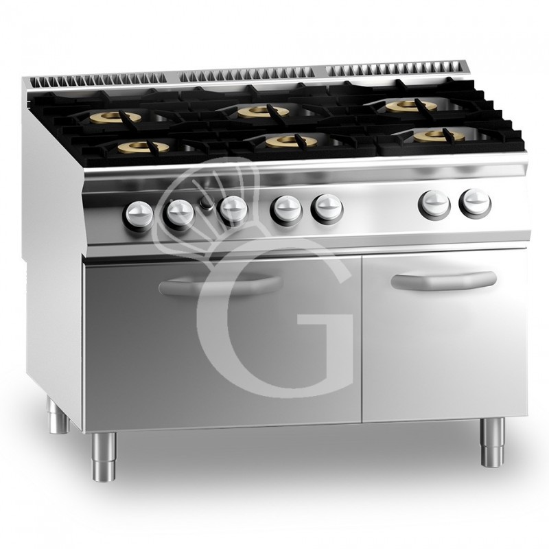 Cucina professionale a gas 6 fuochi forno a gas profondità 900 mm