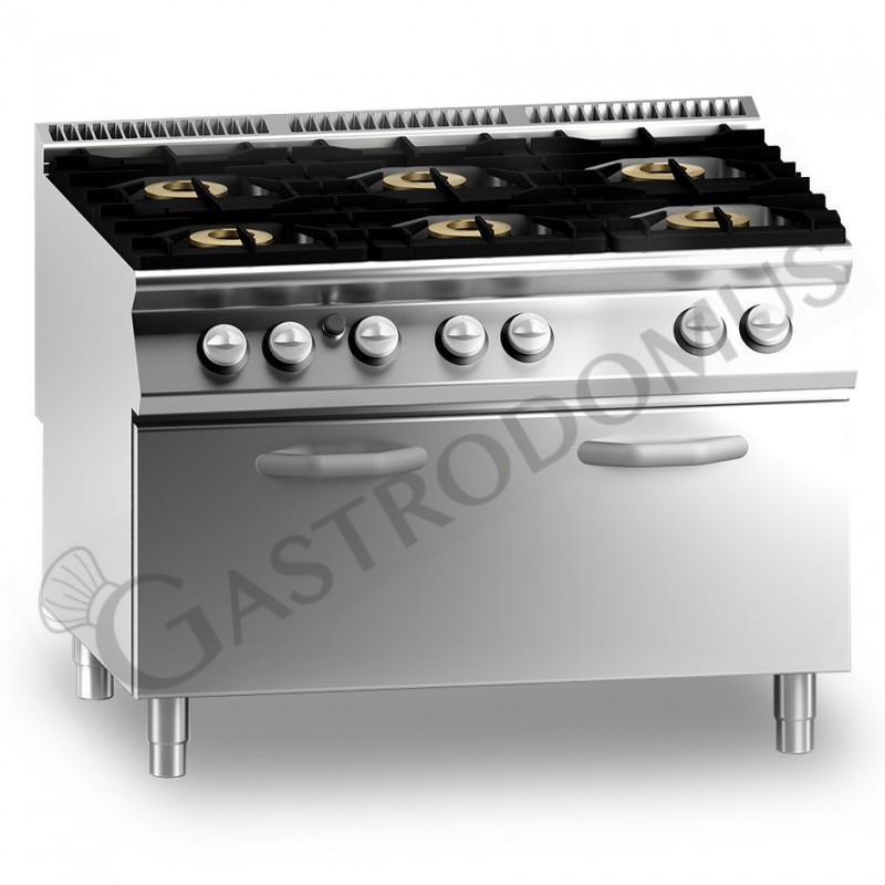 Cucina professionale a gas 6 fuochi forno a gas maxi profondità 900 mm Cucina professionale a gas 6 fuochi forno a gas maxi profondità 900 mm