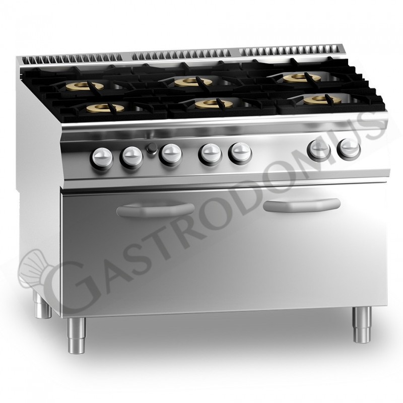 Cucina professionale a gas 6 fuochi forno a gas maxi profondità 900 mm