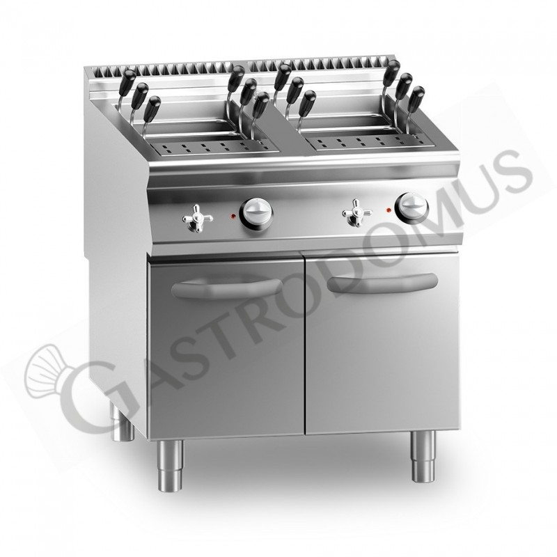 Cuocipasta professionale elettrico su mobile chiuso 2 vasche 40 LT + 40 LT L 800 mm x P 900 mm x H 870 mm