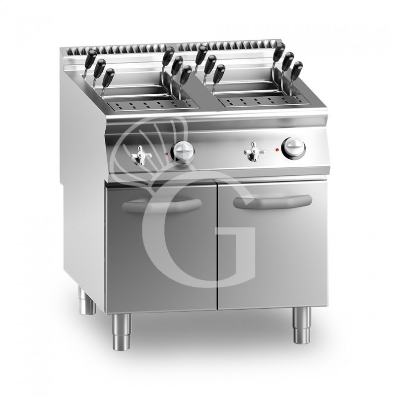 Cuocipasta professionale a gas su mobile chiuso 2 vasche 40 LT + 40 LT L 800 mm x P 900 mm x H 870 mm