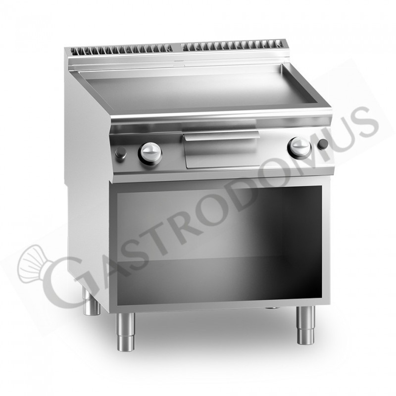 Fry Top a gas su armadio aperto piastra liscia cromata 14000 W L 800 mm x P 900 mm x H 870 mm