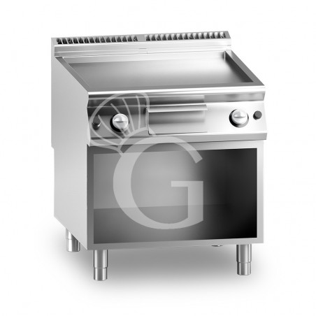 Fry Top a gas su armadio aperto piastra liscia cromata 14000 W L 800 mm x P 900 mm x H 870 mm Fry Top a gas su armadio aperto piastra liscia cromata 14000 W L 800 mm x P 900 mm x H 870 mm
