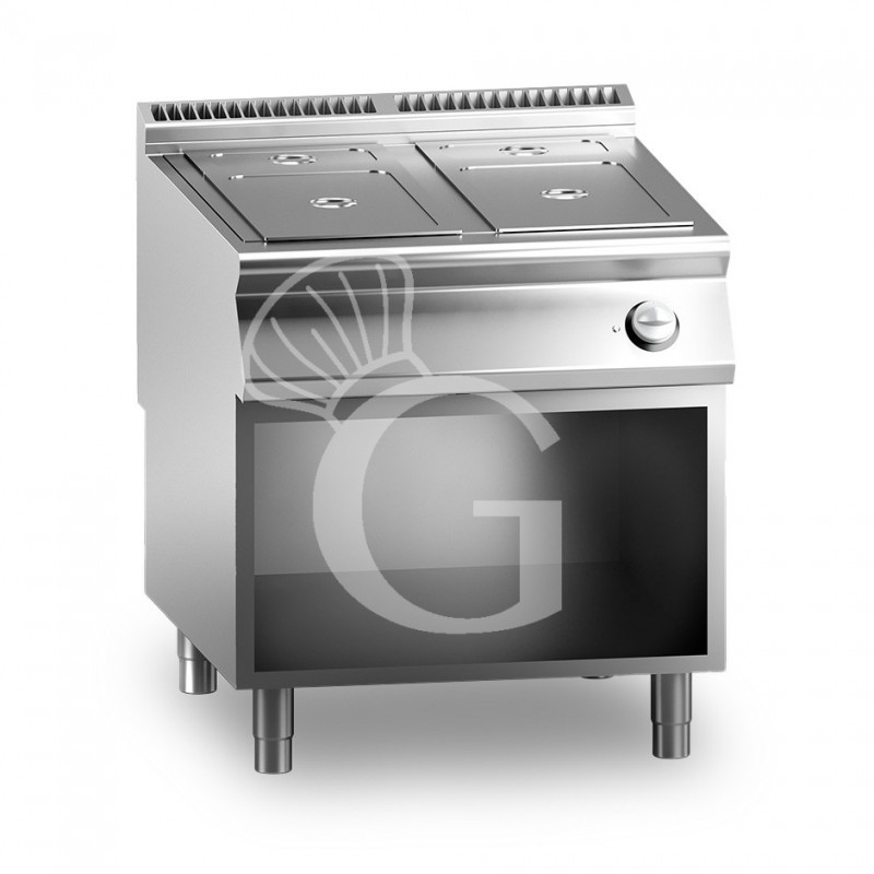 Bagnomaria elettrico su armadio aperto predisposto per bacinelle GN h 150 mm L 800 mm x P 900 mm Bagnomaria elettrico su armadio aperto predisposto per bacinelle GN h 150 mm L 800 mm x P 900 mm