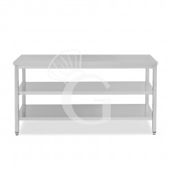 Tavolo inox 2 ripiani L 2000 mm x P 800 mm x H 865 mm
