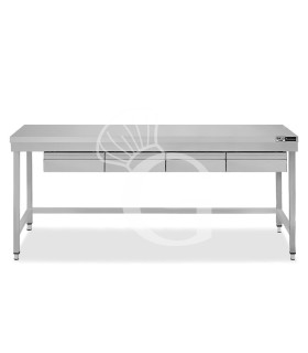 Tavolo inox 4 cassetti L 2000 mm x P 800 mm x H 865 mm