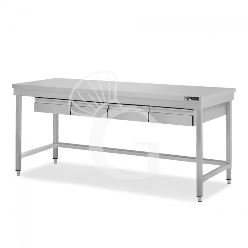 Tavolo inox 4 cassetti L 2000 mm x P 800 mm x H 865 mm