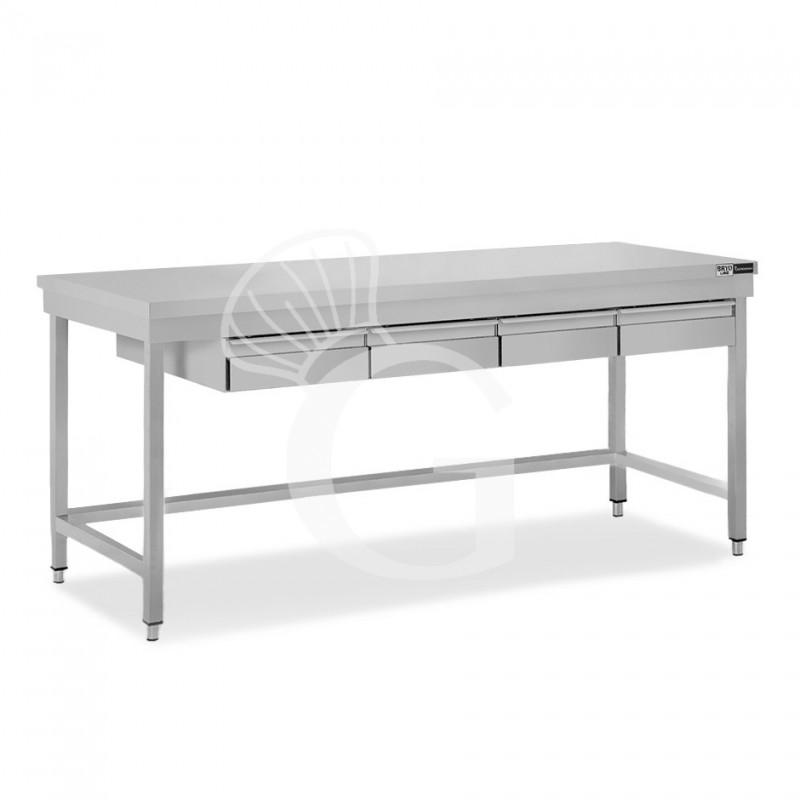 Tavolo inox 4 cassetti L 2000 mm x P 800 mm x H 865 mm