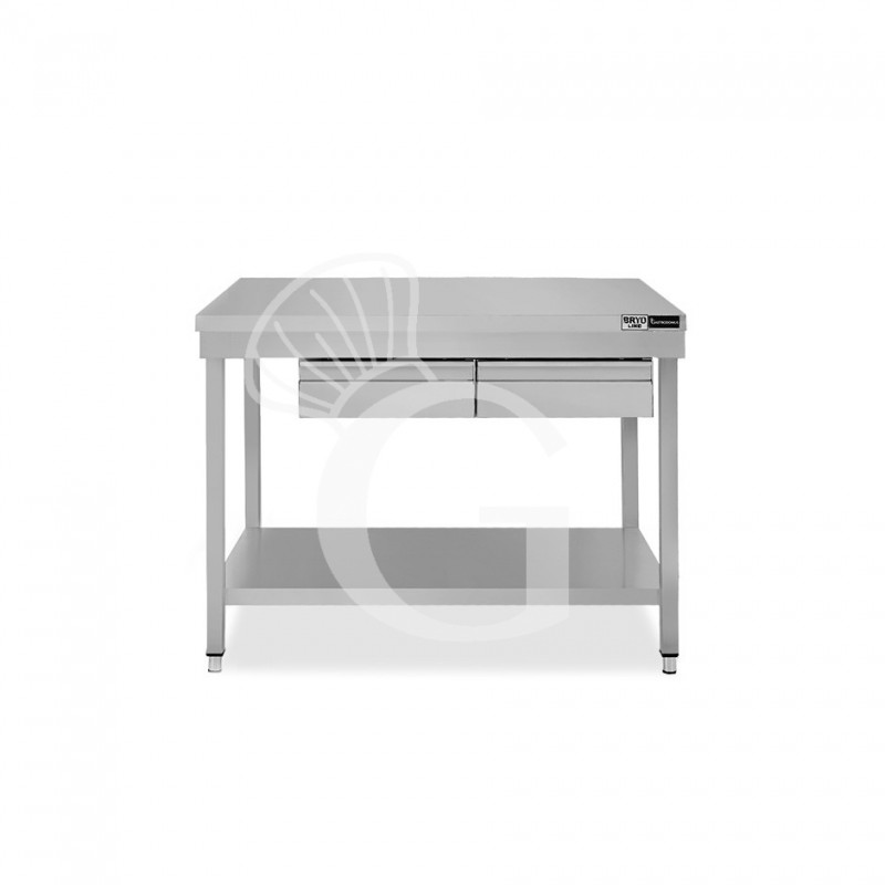 Tavolo inox ripiano 2 cassetti L 1000 mm x P 600 mm x H 865 mm Tavolo inox ripiano 2 cassetti L 1000 mm x P 600 mm x H 865 mm