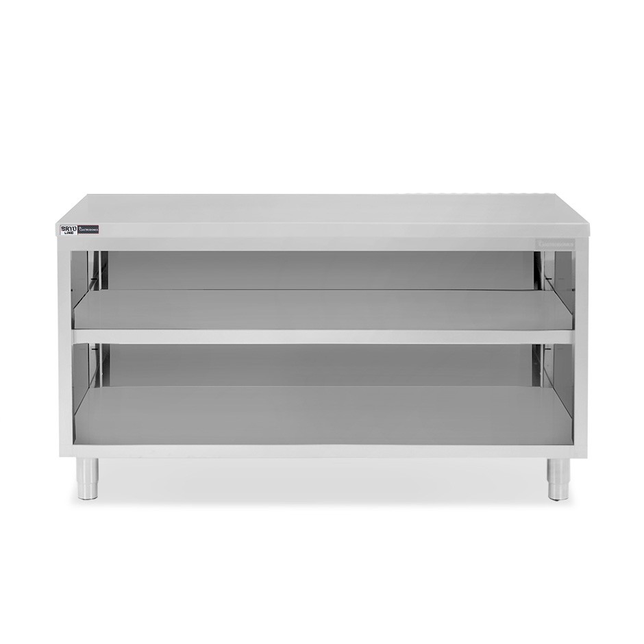 Tavolo a giorno in acciaio inox con 2 ripiani L 1900 mm x P 700 mm x H 865 mm