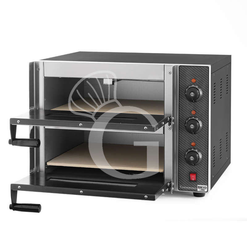 Fornetto Elettrico 2 pizze 330 mm 2 camere controllo meccanico potenza 2,4 Kw porta vetro