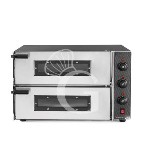 Fornetto Elettrico 2 pizze 450 mm 2 camere controllo meccanico potenza 3Kw porta vetro