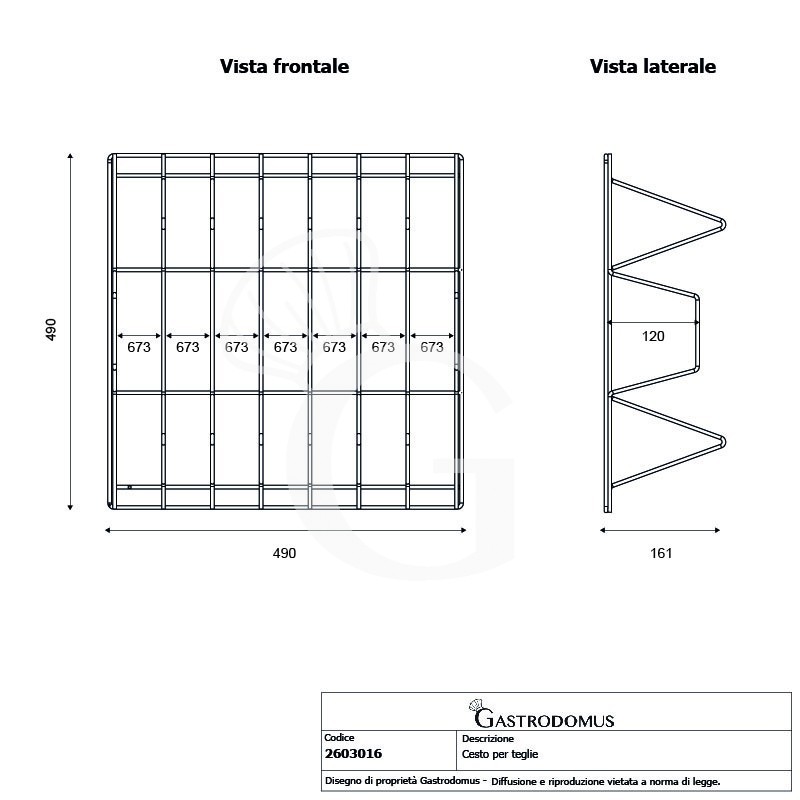 Cesto per teglie prof. da 200 a 400mm