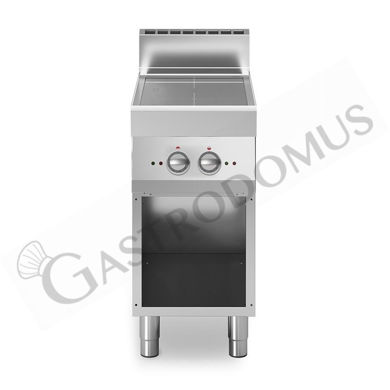 Cucina professionale a induzione su armadio aperto 2 zone di cottura profondità 700 mm Cucina professionale a induzione su armadio aperto 2 zone di cottura profondità 700 mm