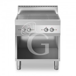 Cucina professionale a induzione su armadio aperto 4 zone di cottura profondità 700 mm