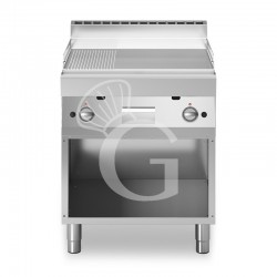 Fry Top a gas su armadio aperto piastra 2/3 liscia 1/3 rigata cromata 1400 W