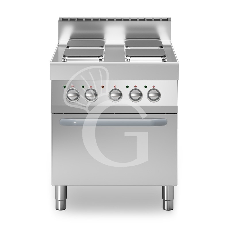 Cucina professionale elettrica 4 piastre quadre forno elettrico a convezione GN1/1 profondità 700 mm