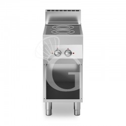 Cucina elettrica 2 piastre in vetroceramica su armadio aperto profondità 700 mm