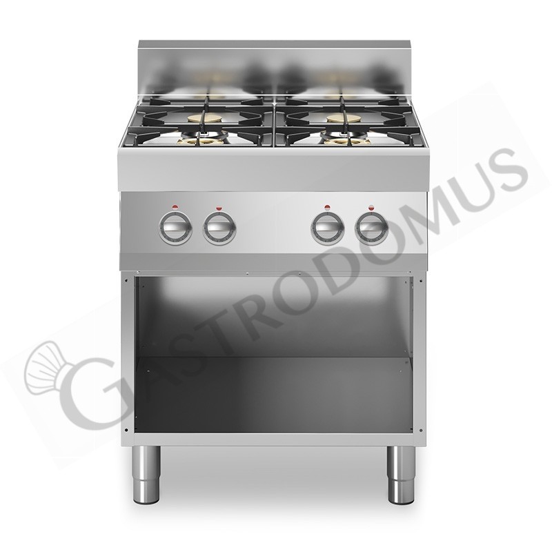 Cucina professionale a gas 4 fuochi armadio aperto profondità 700 mm Cucina professionale a gas 4 fuochi armadio aperto profondità 700 mm