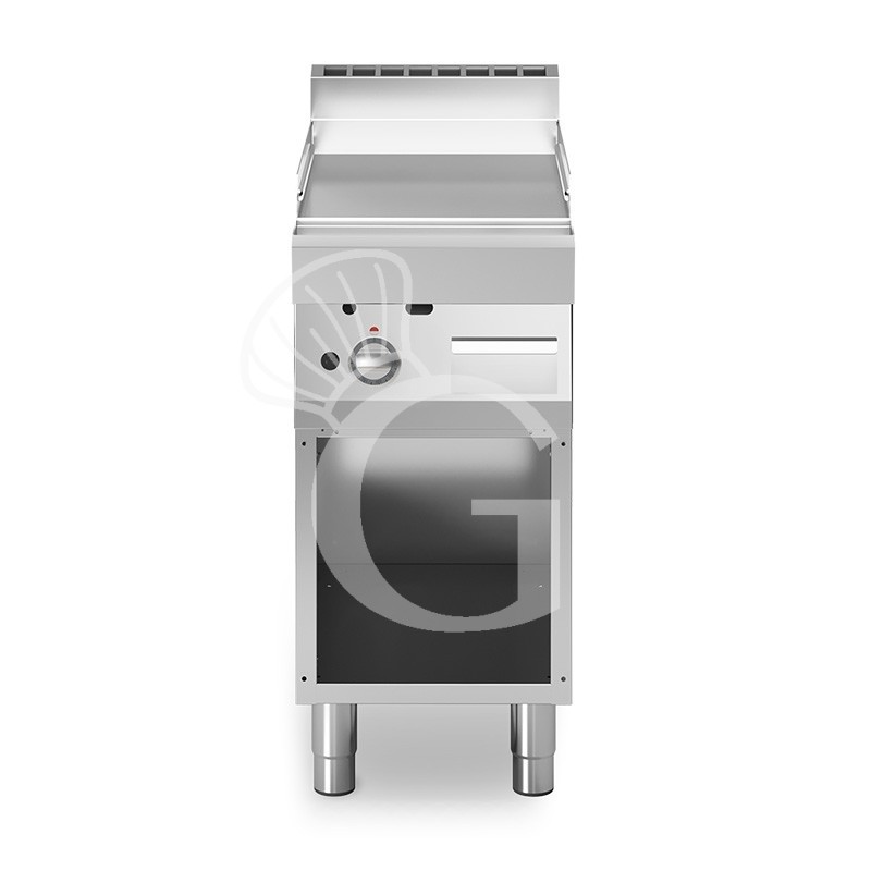 Fry Top a gas su armadio aperto piastra liscia cromata singola 5700 W L 400 mm x P 700 mm x H 850 mm Fry Top a gas su armadio aperto piastra liscia cromata singola 5700 W L 400 mm x P 700 mm x H 850 mm