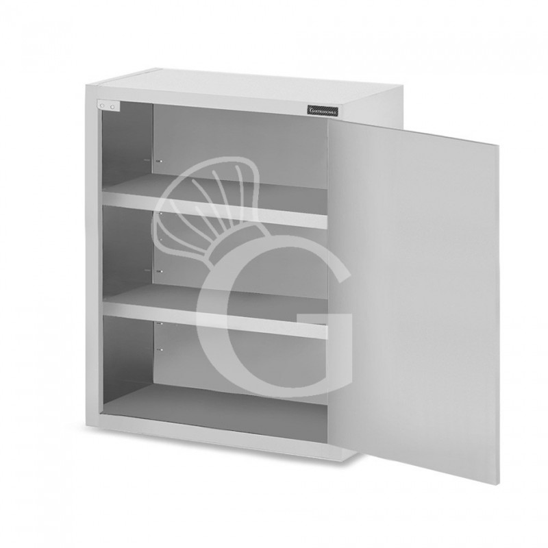 Pensile inox con 1 porta battente, 2 ripiani, L 500 x P 400 x H 1000 mm