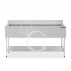 Lavapentole semplice in acciaio inox, 1 ripiano, alzatina, 1 vasca, L 1600 x P 600 x H 950 mm