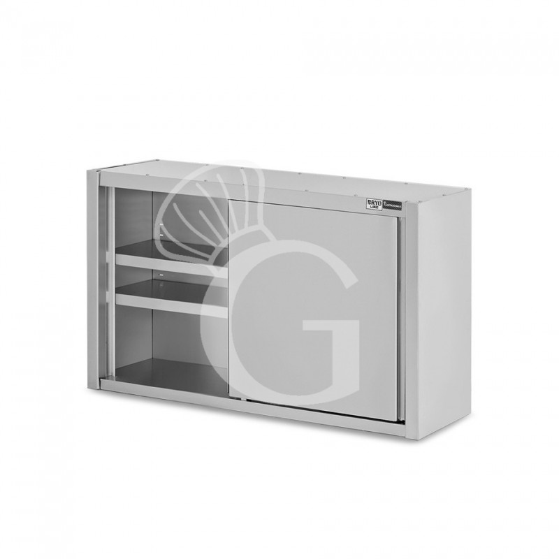 Pensile acciaio inox con porte scorrevoli, 2 ripiani, L 1200 x P 400 x H 800 mm