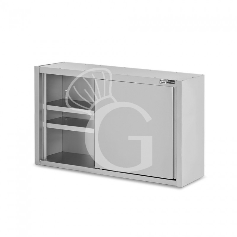 Pensile acciaio inox con porte scorrevoli, 2 ripiani, L 1300 x P 400 x H 800 mm