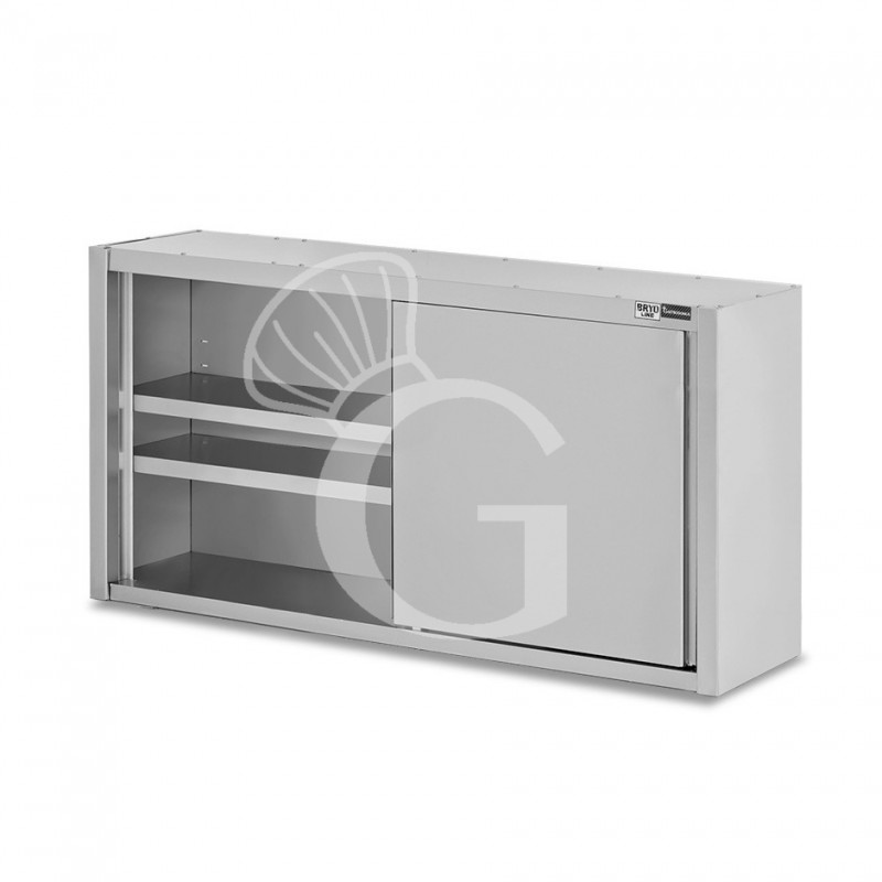 Pensile acciaio inox con porte scorrevoli, 2 ripiani, L 1600 x P 400 x H 800 mm