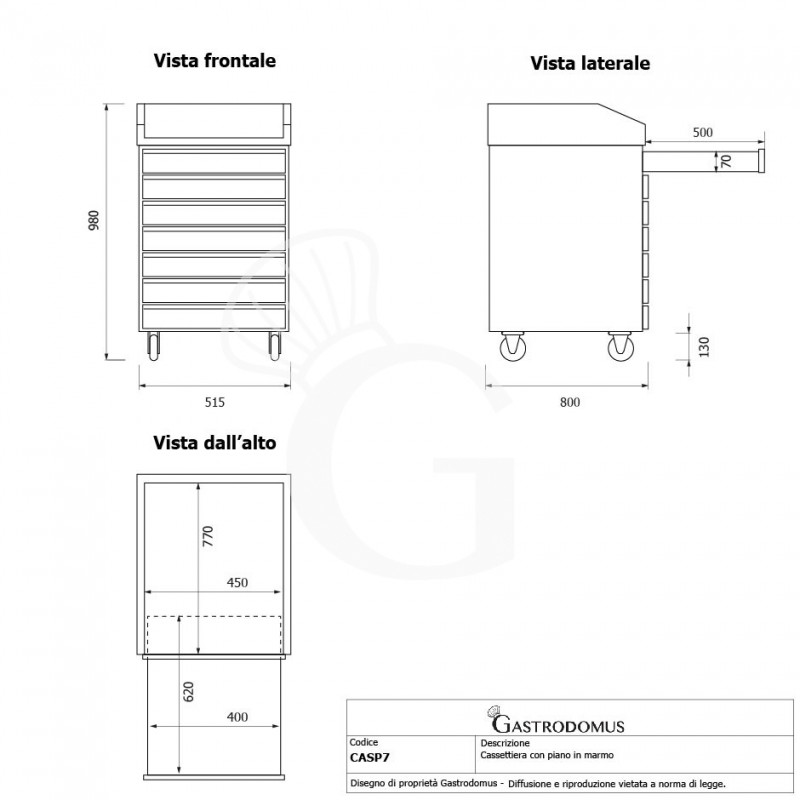 Cassettiera inox per contenitore impasti pizza
