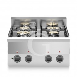 Piano Cottura a gas potenziato 4 fuochi profondità 600 mm
