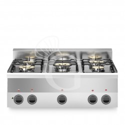 Piano Cottura a gas potenziato 5 fuochi profondità 600 mm