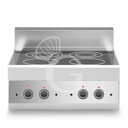 Piano Cottura Vetroceramica elettrico 4 piastre profondità 650 mm