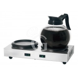 Mantenitore caldo per caraffe in acciaio inox con 2 piastre circolari L 358 mm x P 218 mm x H 80 mm