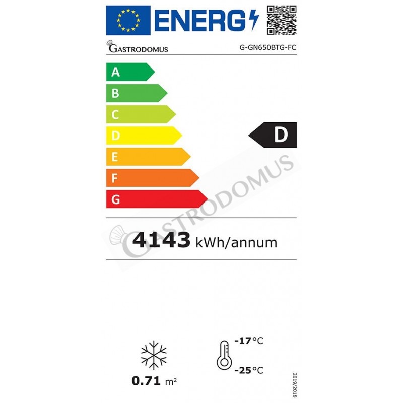 Armadio Congelatore Ventilato porta vetro -18°C/-22°C 650 LT, unità refrigerante a monoblocco