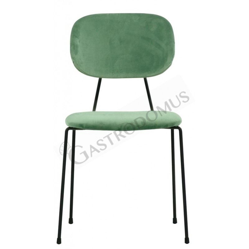 Sedia con struttura in metallo verniciato e rivestimento in velluto Sedia con struttura in metallo verniciato e rivestimento in velluto