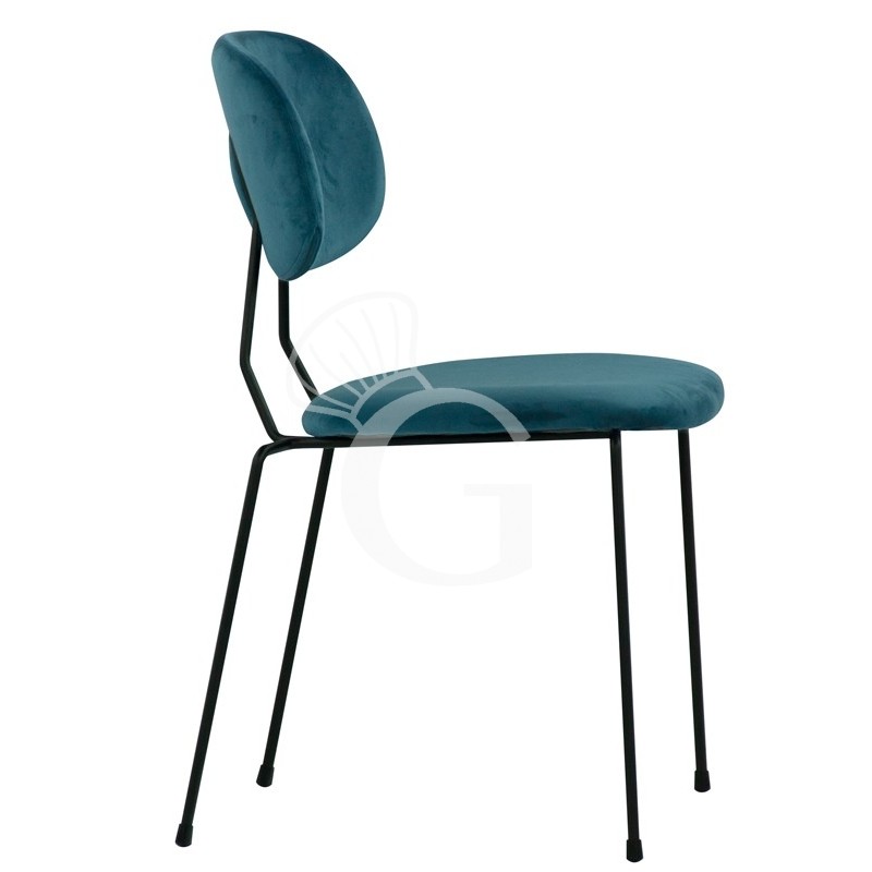 Sedia con struttura in metallo verniciato e rivestimento in velluto