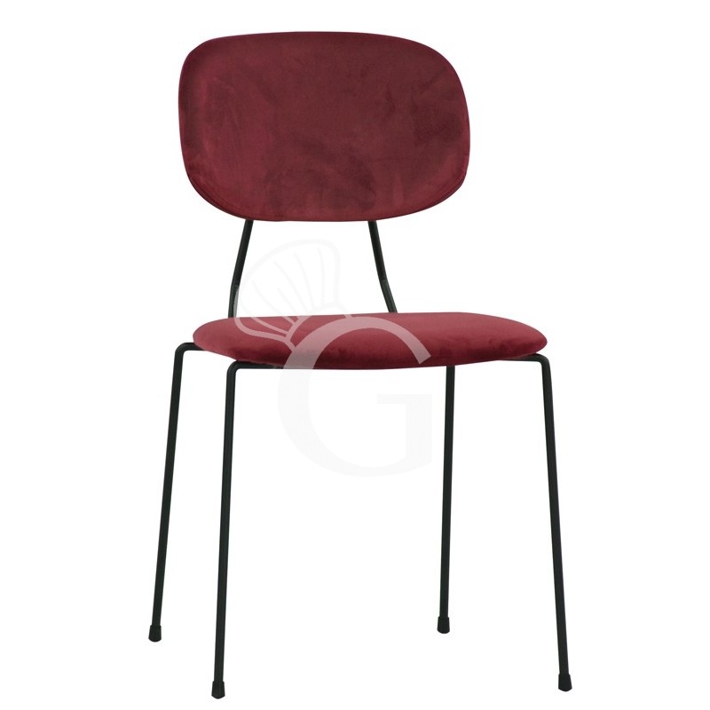 Sedia con struttura in metallo verniciato e rivestimento in velluto