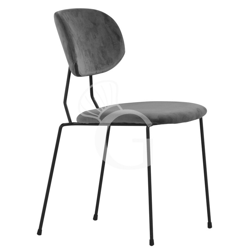 Sedia con struttura in metallo verniciato e rivestimento in velluto
