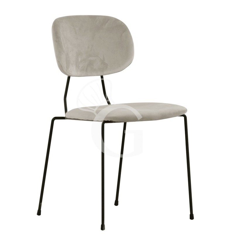 Sedia con struttura in metallo verniciato e rivestimento in velluto