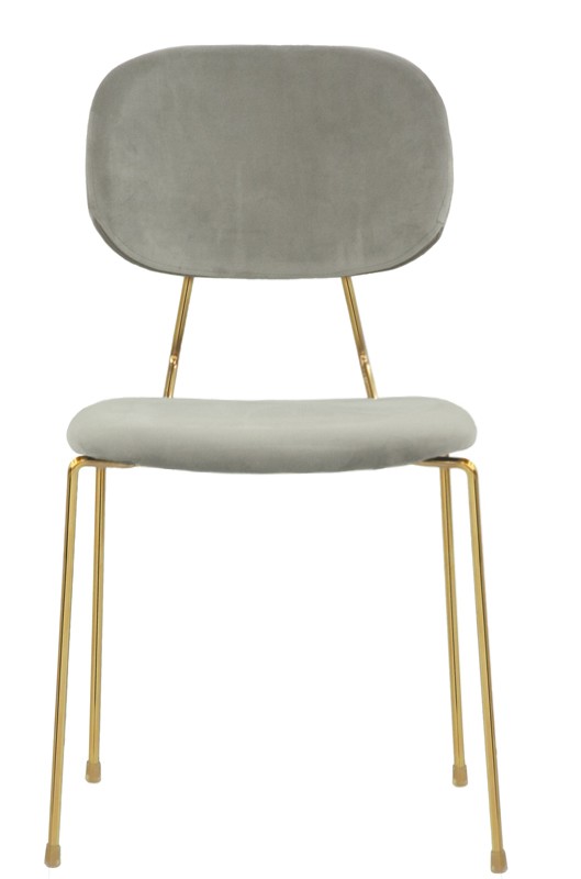 Sedia con struttura in metallo ottonato e rivestimento in velluto