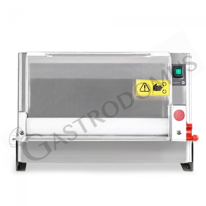 Stendipizza in acciaio inox meccanico con monorullo in POM per pizza diametro 10/40 cm e pedale elettrico Stendipizza in acciaio inox meccanico con monorullo in POM per pizza diametro 10/40 cm e pedale elettrico