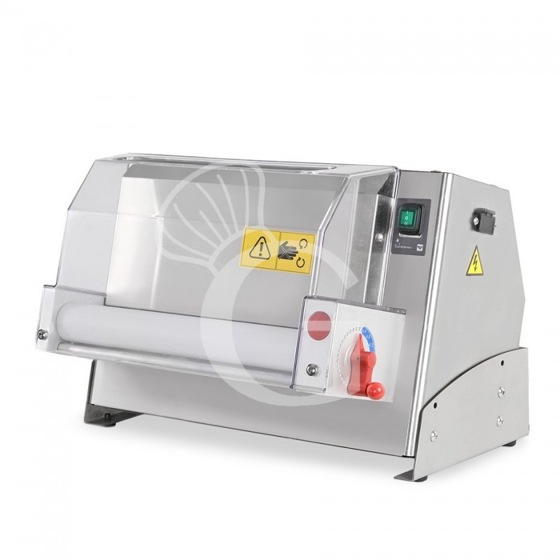 Stendipizza in acciaio inox meccanico con monorullo in POM per pizza diametro 10/40 cm e pedale elettrico