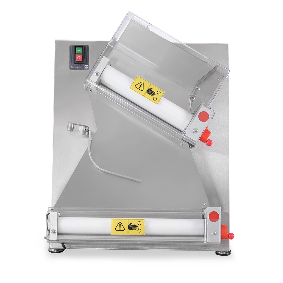 Stendipizza in inox con rulli inclinati in POM per pizza diam. 10/40 cm