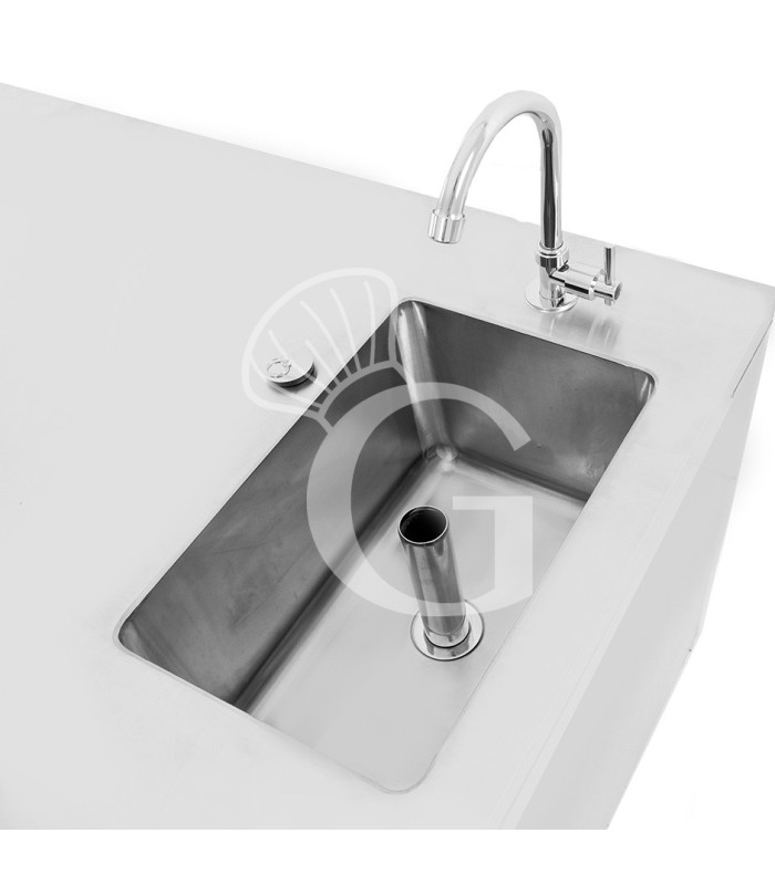 Tavolo Lavello Armadiato Refrigerato 2 porte Prof. 700 mm +2°C/+8°C classe energetica B - con foro rubinetto Ø 25 mm