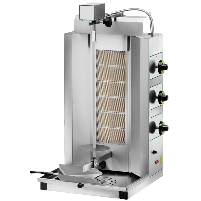 Gyros professionale a gas con 6 bruciatori L 480 mm x P 500 mm x H 940 mm