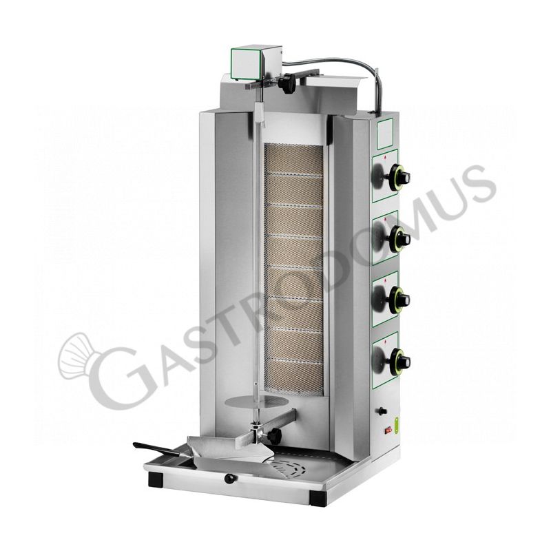 Gyros professionale a gas 8 bruciatori L 480 mm x P 500 mm x H 1105 mm Gyros professionale a gas 8 bruciatori L 480 mm x P 500 mm x H 1105 mm