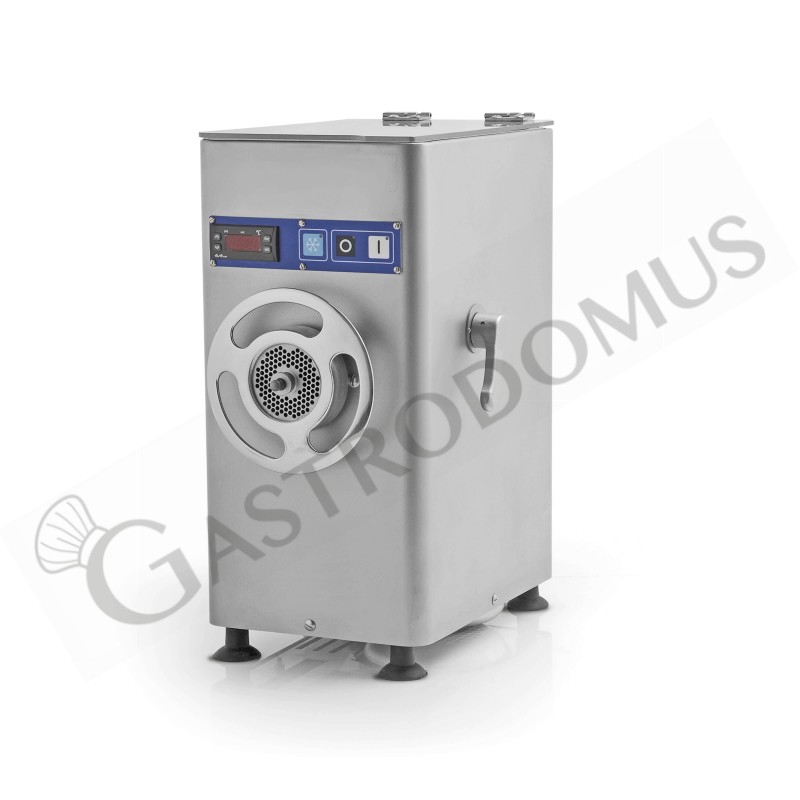 Tritacarne Rrefrigerato Monofase in acciaio INOX produzione 150/250 kg/h L 270 mm x P 410 mm x H 545 mm Tritacarne Rrefrigerato Monofase in acciaio INOX produzione 150/250 kg/h L 270 mm x P 410 mm x H 545 mm