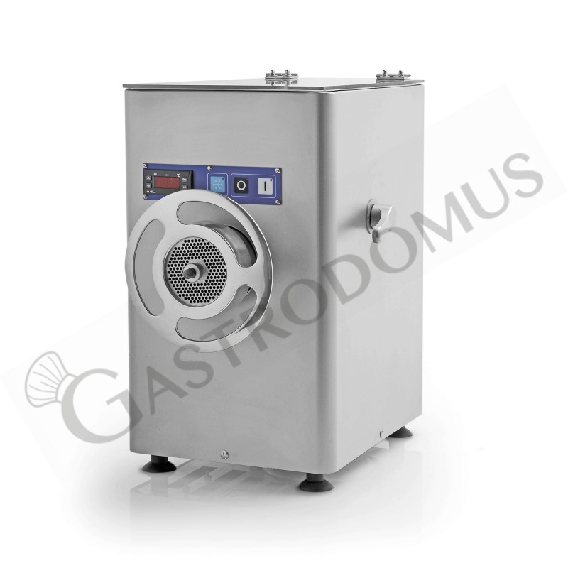 Tritacarne Refrigerato Trifase in acciaio INOX produzione 300/500 kg/h L 350 mm x P 530 mm x H 555 mm Tritacarne Refrigerato Trifase in acciaio INOX produzione 300/500 kg/h L 350 mm x P 530 mm x H 555 mm